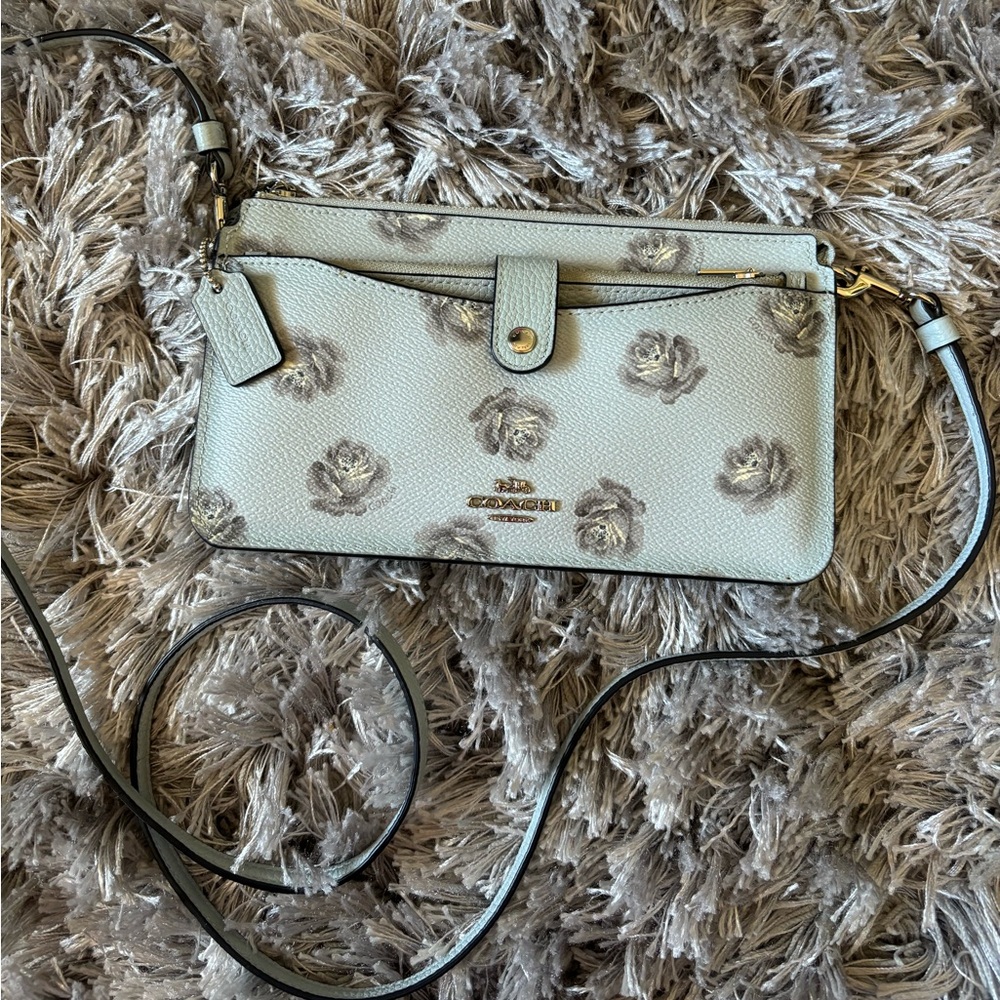 Coach Noa Pop Up Messenger Sky Blue with Rose Print